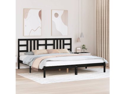 Rám postele černý masivní dřevo 200 x 200 cm 3105429
