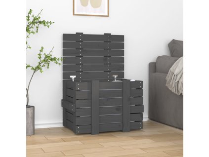 Úložný box šedý 58 x 40,5 x 42 cm masivní borové dřevo 824995