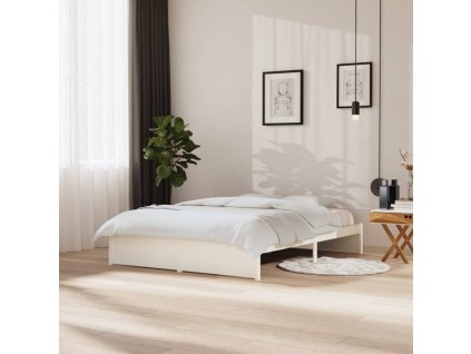 Rám postele bílý masivní dřevo 150 x 200 cm King Size 814955