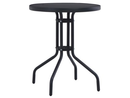 Zahradní stolek černý 60 cm ocel a sklo 47253