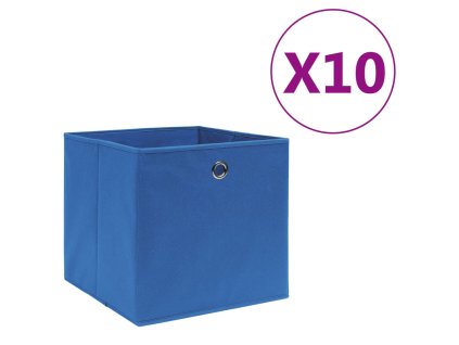 Úložné boxy 10 ks netkaná textilie 28 x 28 x 28 cm modré 325197