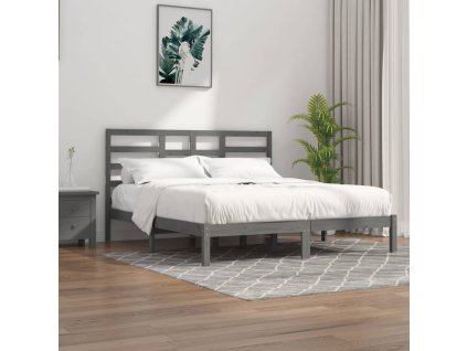 Rám postele šedý masivní dřevo 200 x 200 cm 3105817