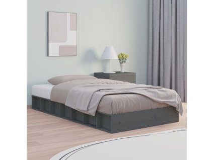 Rám postele šedý 75 x 190 cm Small Single masivní dřevo 820698