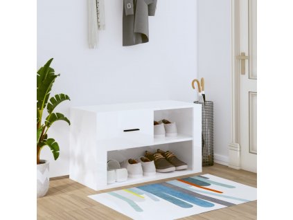 Botník bílý s vysokým leskem 80 x 35 x 45 cm kompozitní dřevo 816754