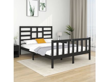 Rám postele černý masivní dřevo 140 x 190 cm 3105909