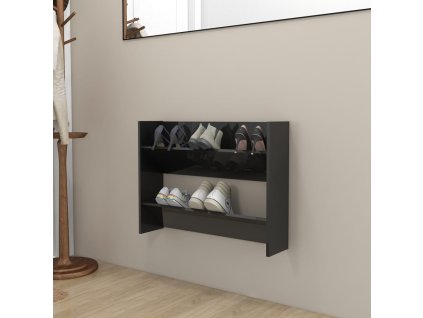 Nástěnný botník černý vysoký lesk 80x18x60 cm kompozitní dřevo 806755