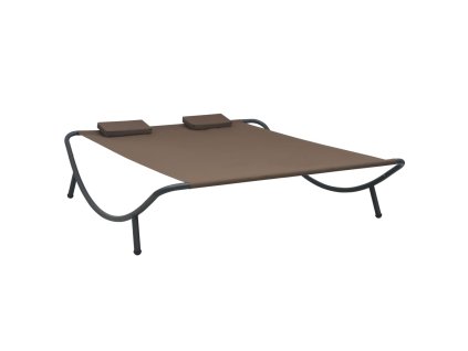 Zahradní lehátko textil hnědé 48075