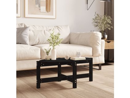 Konferenční stolek černý 87 x 48 x 35 cm masivní borové dřevo 822326