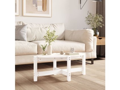 Konferenční stolek bílý 87 x 48 x 35 cm masivní borové dřevo 822323