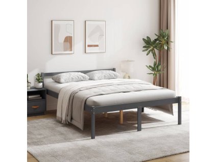 Postel pro seniory šedá 150 x 200 cm King Size masivní borovice 810621
