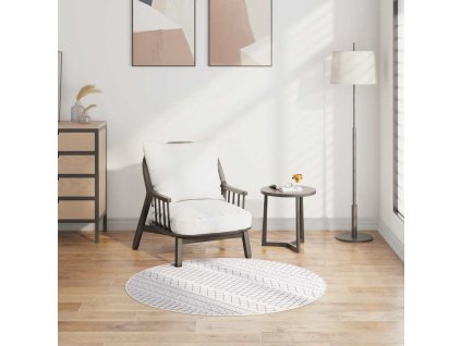 Koberec pratelný ⌀ 120 cm černý a bílý protiskluzový 337975