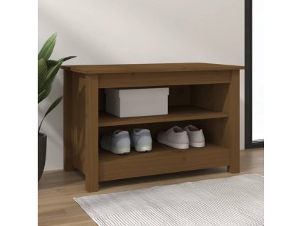 Lavice s botníkem medově hnědá 70x38x45,5 cm masivní borovice 813772