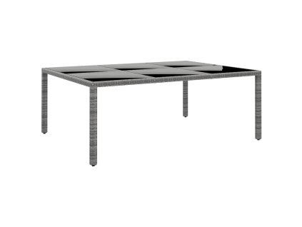 Zahradní stůl 200 x 150 x 75 cm tvrzené sklo a polyratan šedý 310587