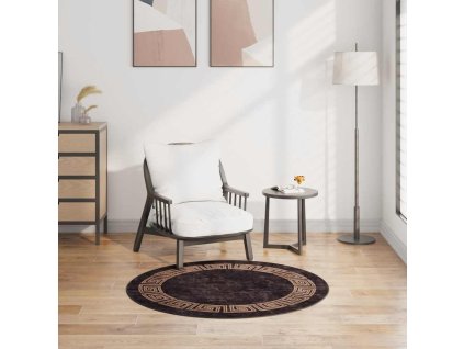 Koberec pratelný ⌀ 120 cm černý a zlatý protiskluzový 337933