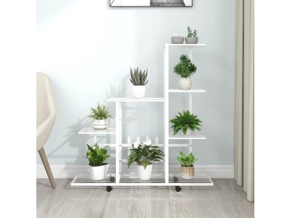 Stojan na květiny na kolečkách 94,5 x 25 x 92,5 cm bílý kov 336115