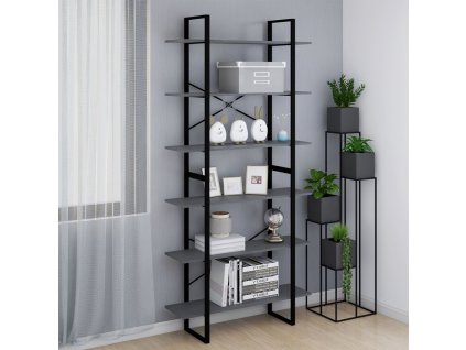 Vysoký regál šedý 100 x 30 x 210 cm masivní borové dřevo 806564