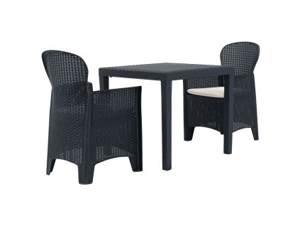 3dílný bistro set antracitový plastový ratanový vzhled 276113
