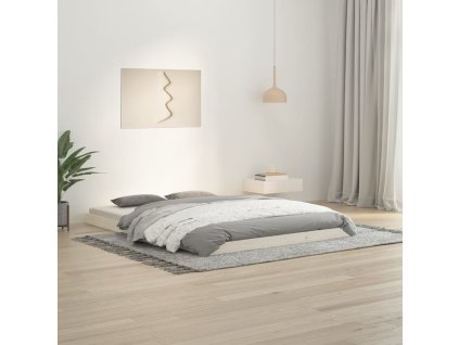Rám postele bílý 135 x 190 cm Double masivní borové dřevo 823470