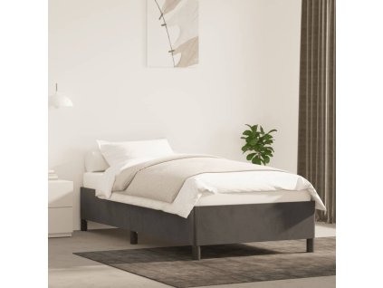 Rám postele bez matrace tmavě šedá 100 x 200 cm samet 347307