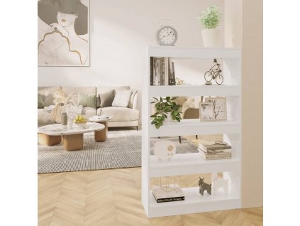 Knihovna / dělicí stěna bílá vysoký lesk 80x30x135 cm kompozit 811715