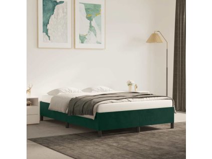 Rám postele bez matrace tmavě zelená 140 x 190 cm samet 347321