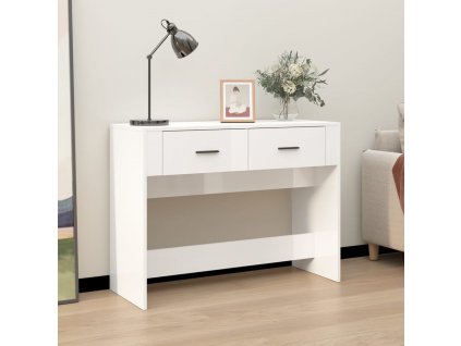 Konzolový stolek bílý vysoký lesk 100x39x75 cm kompozitní dřevo