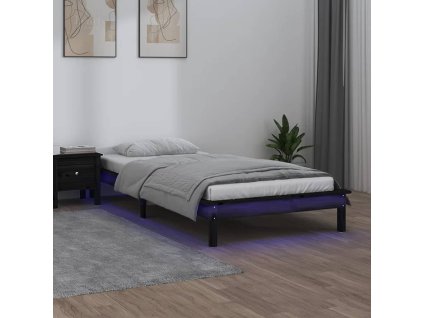 Rám postele s LED světlem černý 90x190 cm Single masivní dřevo 820640