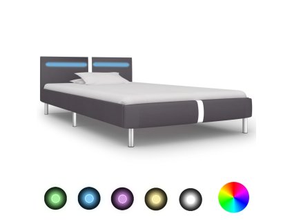 Rám postele s LED šedý umělá kůže 90 x 200 cm 280856