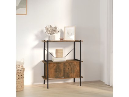 3 patrový policový regál se skříňkou 80x40x92cm ocel a kompozit 336352