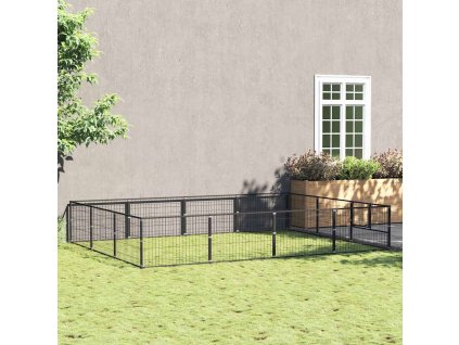 Psí kotec černý 12 m² ocel 3082128