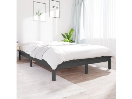 Rám postele šedý 120 x 190 cm masivní borovice Small Double 820578