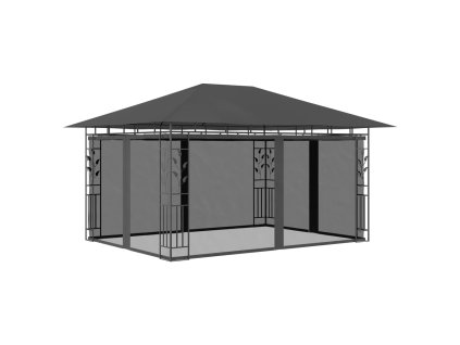 Altán s moskytiérou 4 x 3 x 2,73 m antracitový 180 g/m² 47973