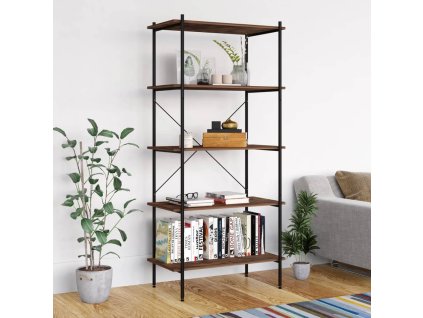 Policový regál s 5 policemi černý a přírodní 80 x 40 x 163 cm 336349