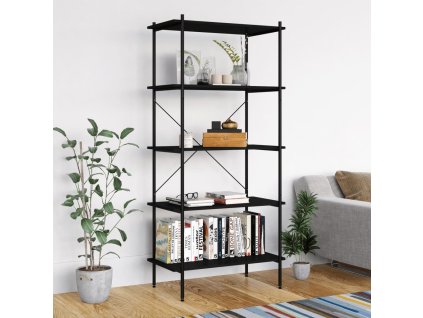 Policový regál s 5 policemi černý 80 x 40 x 163 cm 336347