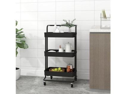 Kuchyňský vozík se 3 patry černý 42x35x85 cm železo a ABS 336335