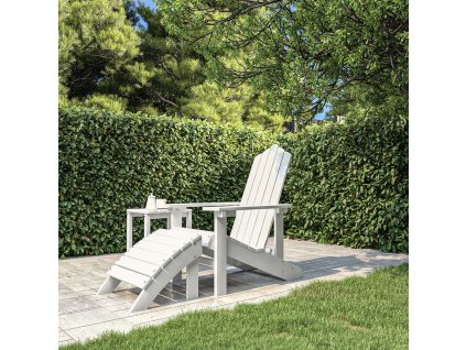 Zahradní křeslo Adirondack s podnožkou HDPE bílé 318645