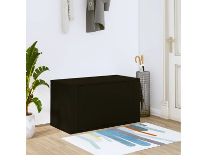 Nástěnný botník černý 70 x 35 x 38 cm kompozitní dřevo 821013