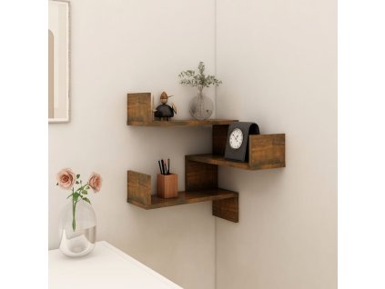 Nástěnná rohová police kouřový dub 40x40x50 cm kompozitní dřevo 815204