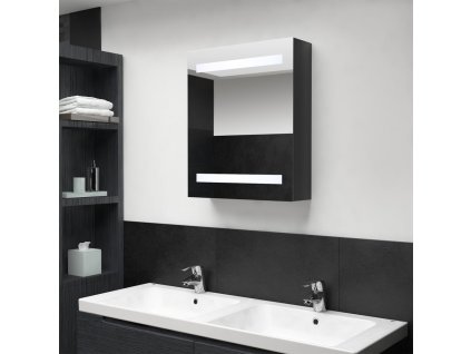 LED koupelnová skříňka se zrcadlem zářivě černá 50 x 14 x 60 cm 326481