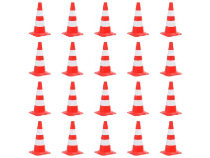 Reflexní dopravní kužely 20 ks červené a bílé 50 cm 150947