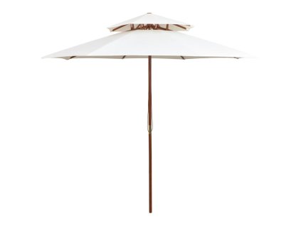 Dvoupatrový slunečník 270 x 270 cm dřevěná tyč krémově bílý 42964