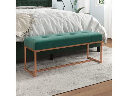 Lavice tmavě zelená 110 x 36 x 45 cm samet 350601