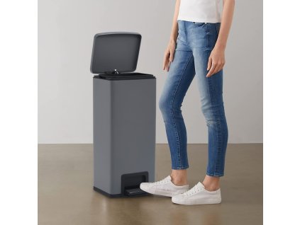 Odpadkový koš s pedálem 30 l šedý nerezová ocel 149572