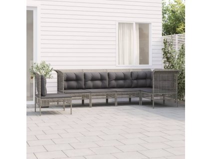 6dílná zahradní sedací souprava s poduškami šedá polyratan 3187524