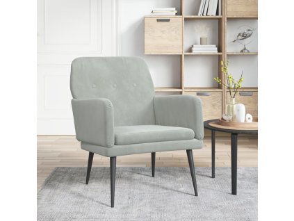 Křeslo světle šedé 62 x 79 x 79 cm samet 351404