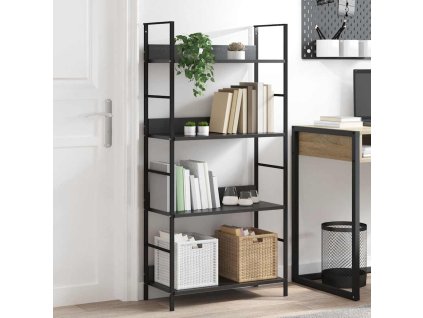 Knihovna se 4 policemi černá 60x27,6x124,5 cm kompozitní dřevo 288222