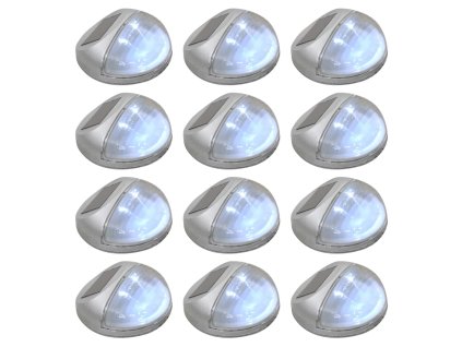 Zahradní nástěnné solární lampy LED 12 ks kulaté stříbrné 44473