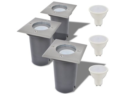Venkovní zemní LED svítidla 3 ks čtvercová 42413