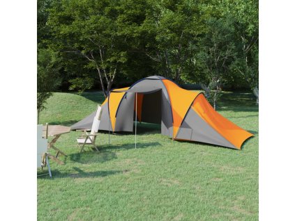 Kempingový stan pro 6 osoby šedo-oranžový 93186
