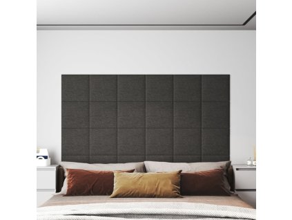 Nástěnné panely 12 ks tmavě šedé 30 x 30 cm textil 1,08 m² 343790